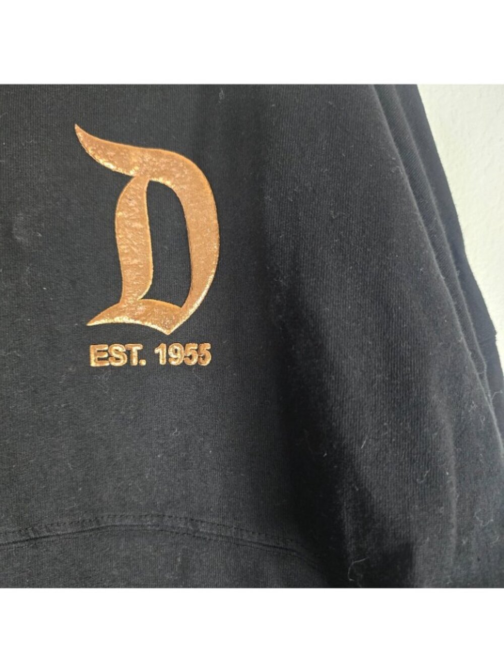 Disney Spirit Jersey Women Small Black Copper Speckled Puffy Logo Long Sleeve - Picture 3 of 7